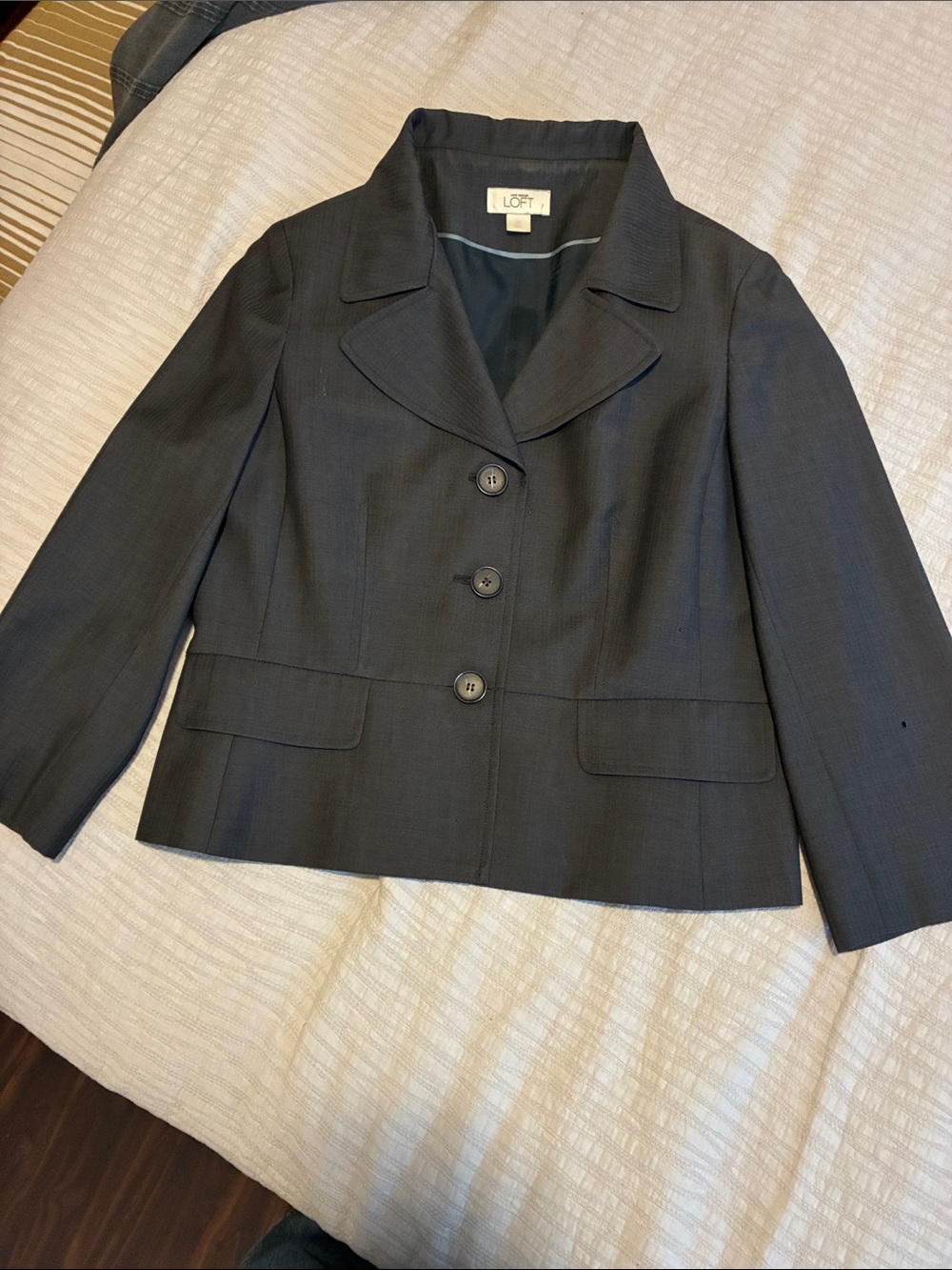 LOFT Women's Charcoal Three-Button Tailored Blazer